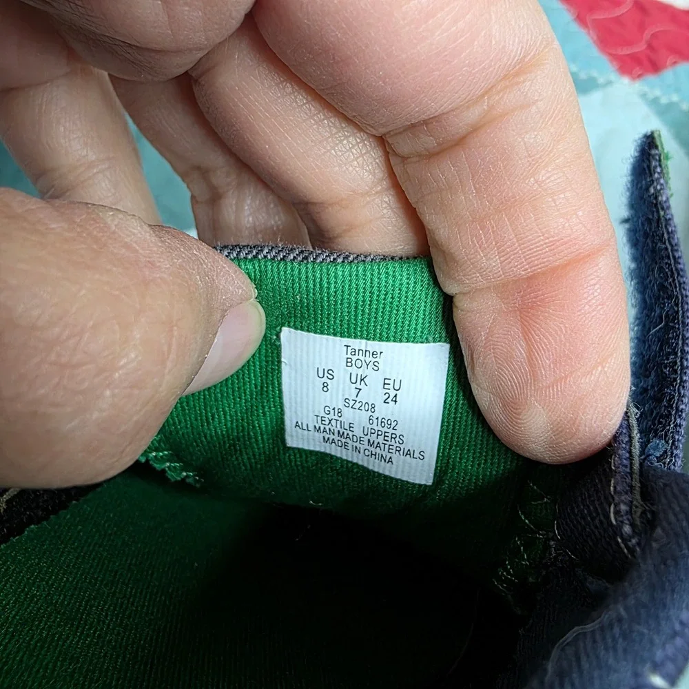 Surprize by Stride Rite Tanner Boys Blue Green Hook Loop Sneakers SZ208 Size 8
